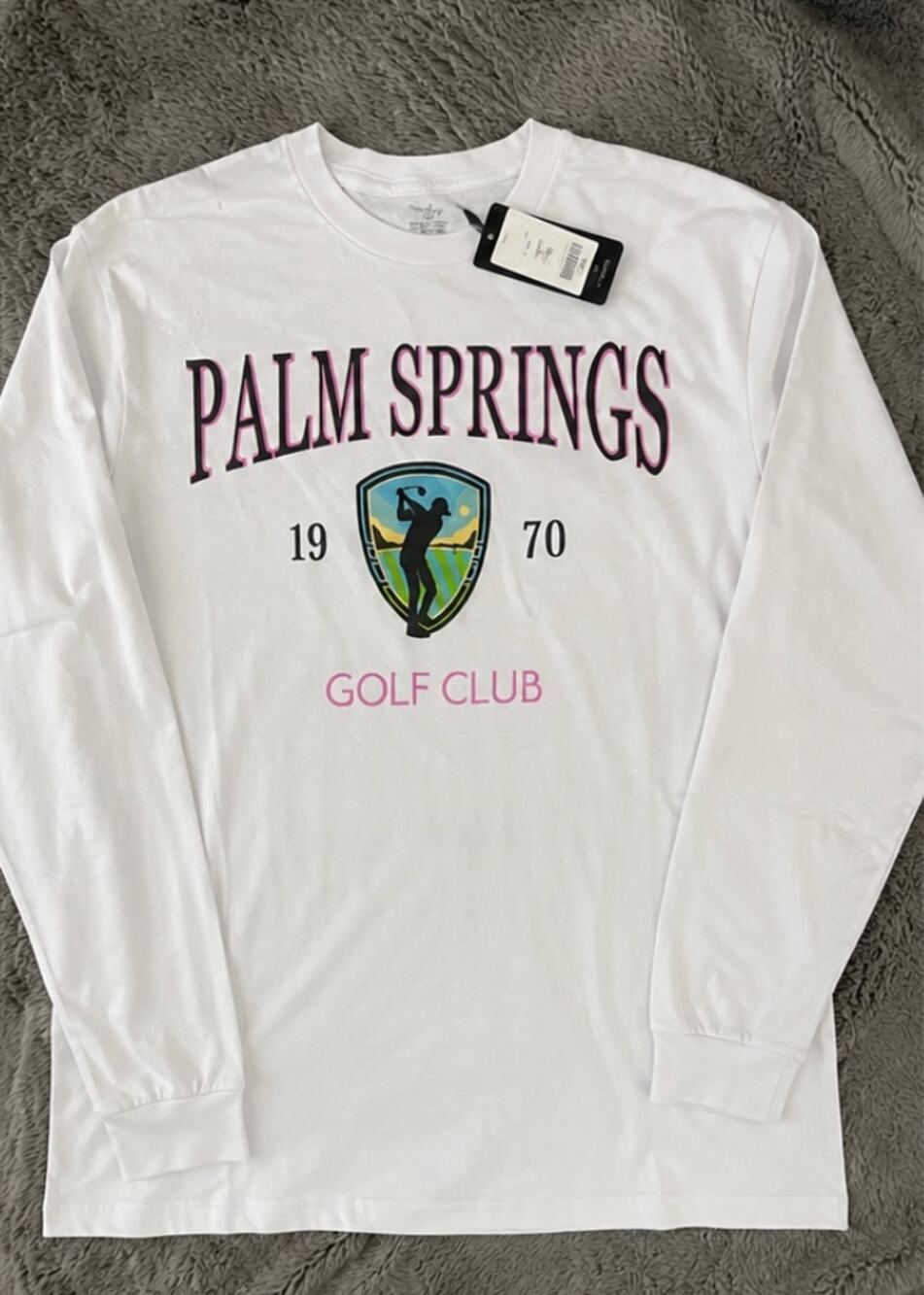 Philos Palm Springs Golf Club Long Sleeve Graphic T-Shirt White Unisex Large NWT